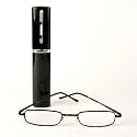 Classic Spring Hinged Reading Glass with Metal Case (5 3/4h x 1w) - Black +2.00