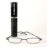 Classic Spring Hinged Reading Glass with Metal Case (5 3 4h x 1w) - Black +1.25 