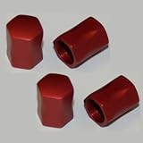 Red Anodized Nugget Valve Stem Caps; Pack of 4