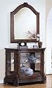 2pc Entry Way Bombe Chest & Mirror Set Dark Mahogany Finish