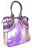 Purple Leather Handbag - Purple Multi-Color Patent Satchel, Hobo or Shoulder Bag