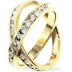 WOMEN'S RINGS GOLD PLATED W CLEAR CZ - Double Band