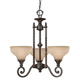 Hinkley Lighting 4293RN Frisco 3 Light Single Tier Chandelier in Rustic Bronze with Antique Amber Scavo glass