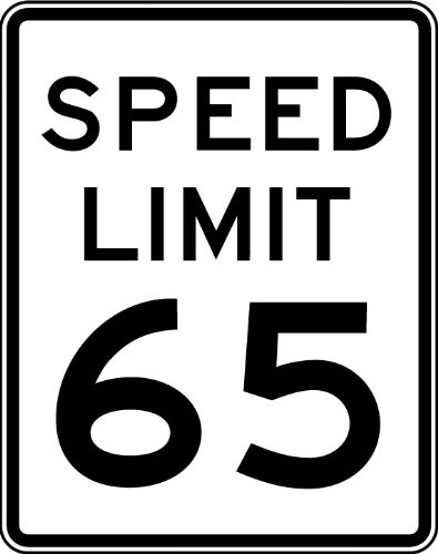 Street & Traffic Sign Wall Decals - Speed Limit Sign 65 mph - 12 inch Removable Graphic