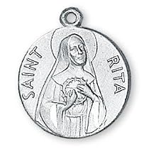 Fine Pewter Saint Rita Medal and 18-inch Chain