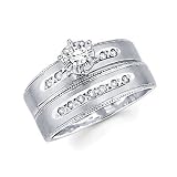 1/5ct Diamond 14k White Gold Engagement Wedding 2 Ring Set (G-H Color, SI2 Clarity)