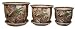 Porcelain pots / planters set of 3 - hand painted pheasant design