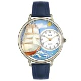 Whimsical Watches Unisex Sailing Navy Blue Leather Watch #U0810001
