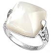 Sterling Silver w/ CZ Ring - 3mm Band Width - 17mm Face Height - Size: 6-10 - Mother of Pearl CZ Sterling Silver w/ CZ Ring - 3mm Band Width - 17mm Face Height - Size: 6-10 - Mother of Pearl CZ