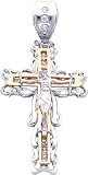 14K Two Tone Gold CZ Crucifix Pendant Charm Jewelry