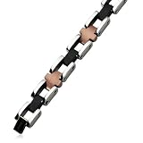 stainless steel, black and chocolate cross link bracelet