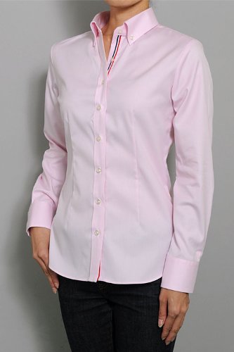 (オジエ) ozie 〔00000348〕【レディースシャツ・ブラウス】スリムフィット・長袖・プレミアムコットン・形態安定・ボタンダウン・オックスフォード・テープ付・日本製・ピンク