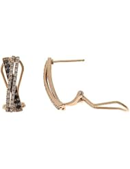 0.65CTW 14K Rose Gold Genuine Champagne + White Diamond French Clip Earrings