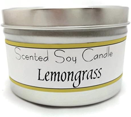 Soy Candle Scented Lemongrass 8 Ounce Tin Can