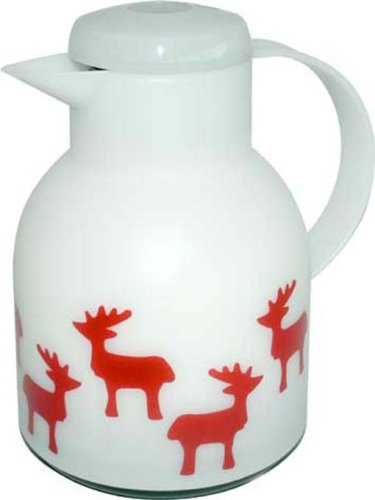 EMSA SAMBA 504699 Caraffa termica Quick Press 1,0 L, fantasia renne, colore: Bianco traslucido EMSA SAMBA 504699 Caraffa termica Quick Press 1,0 L, fantasia renne, colore: Bianco traslucido
