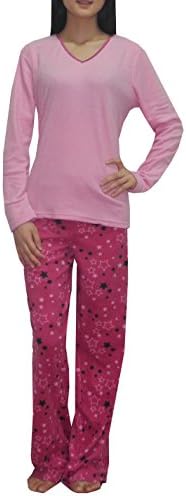2 PCS SET: Covington Womens Polar Fleece Pajama Top &amp; Pants Set L Multicolor