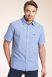 XXXL Blue Harbour Pure Cotton Bengal Striped Oxford Shirt