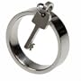316L stainless steel ring with shiny polish and dangling key charm (Sizes 5-8)