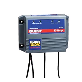 Guest 2613A Charge Pro Series Marine Battery Charger (12 24-Volt, 15-Amps 5 5 5, Triple...