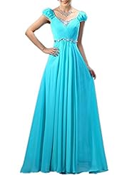 Plus Size Lace-Up Sequined Beaded Puff Sleeves Chiffon Evening Dress/Bridesmaid Dress/Prom Dress/Party Dress 