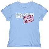 T-Shirt Woman Light Blue  Dutch Antillean Girls Kick Ass  Netherlands Antilles Country