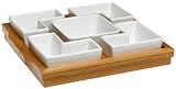 Pomerantz 5-Section Bamboo Serving Tray With Ceramic Serving Dishes