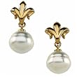 14kt Yellow Gold South Sea Cultured White Pearl Earrings