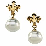 14kt Yellow Gold South Sea Cultured White Pearl Earrings