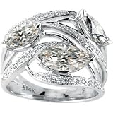 14K White Gold Created Moissanite & Diamond Ring