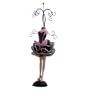 Romance Doll Jewelry Stand - Ruffled Dress - Pink & Black - 12"H