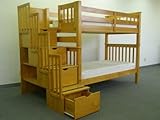 Bunk Bed Tall Twin over Twin Stairway in Honey