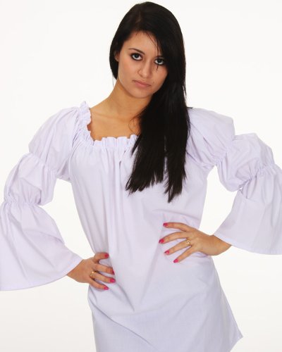 Renaissance Pirate Cotton Chemise Top Medieval Peasant Wench Costume Dress SC88524A