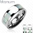 Solid Titanium with Mother of Pearl Inlayed Carbide Band Ring