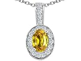 1.19 cttw Genuine Yellow Sapphire and Diamond Oval Pendant - 14kt White Gold