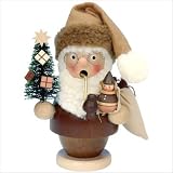 Ulbricht Incense Smoker- Mini Santa with Christmas Tree and Doll in natural wood finish