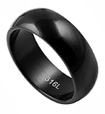 316L Shiny Black Stainless Steel Plain Ring