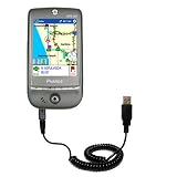 Coiled Power Hot Sync and Charge USB Data Cable w/ Tip Exchange for the Pharos GPS 525E - Gomadic Brand