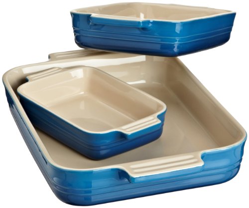 Le Creuset Stoneware Classic Rectangular Dish, Marseille, Set of 3