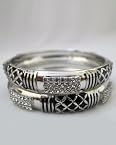 Silver kada with encrusted with diamonds