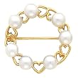14K Yellow Gold White Akoya Pearl Circle Brooch