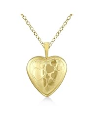 Heart Shaped Locket Style Pendant Necklace With Heart Design For Women 14K Yellow Gold Vermeil