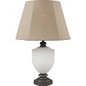 Royce Lighting RLT5140/3-38B Manhasset Collection Indoor/Outdoor 2-Light Table Lamp, Light in Base, Natural Linen Fabric Shade, Natural Iron Finish