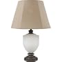 Royce Lighting RLT5140/3-38B Manhasset Collection Indoor/Outdoor 2-Light Table Lamp, Light in Base, Natural Linen Fabric Shade, Natural Iron Finish