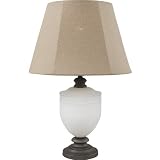 Royce Lighting RLT5140/3-38B Manhasset Collection Indoor/Outdoor 2-Light Table Lamp, Light in Base, Natural Linen Fabric Shade, Natural Iron Finish