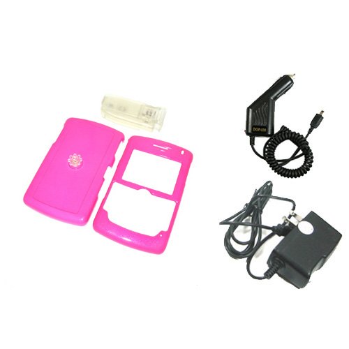 PCMICROSTORE Brand Rim BlackBerry 8800 8830 PDA Smart Phone Solid Magenta Snap-On Crystal Protective Case Cover with Removable Belt Clip