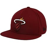 New Era Miami Heat Wine Primary Logo 59FIFTY Flat Bill Fitted Hat (7 3/8)