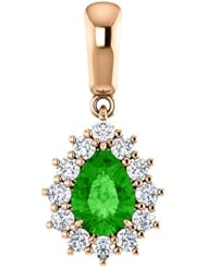 10K Rose Gold 7.00x5.00mm Pear Cut Tsavorite and Diamond Pendant -- LIFETIME WARRANTY