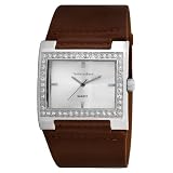 Vernier Women's VNR11103BR Crystal Stones around Rectangle Bezel Watch