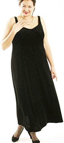 Peggy Lutz Plus Women's Slip Dress Black Lycra Velvet Gold Sparkles - (18/20)
