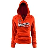 NCAA Virginia Cavaliers Ladies Orange Rugby Distressed Deep V-neck Hoody Sweatshirt